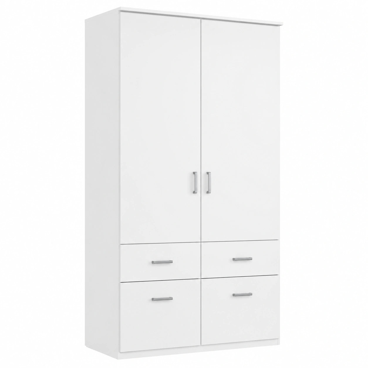 Rauch Möbel Bremen 2-türiger Kleiderschrank, Weiß, 91 cm mit 4 Schubladen für Schlafzimmer und mehr