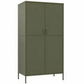 Willood Stahlkleiderschrank Olivgrün 90x50x180 cm mit Verstellbaren Regalböden und Kleiderstange