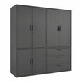 Schwarzer Kleiderschrank aus Holz, 6-türig mit 3 Schubladen, modular & kombinierbar