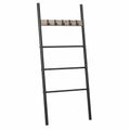HOOBRO Handtuchleiter mit 5 Haken, 177 cm, Ideal für Handtücher und Kleidung, Stabil und Dekorativ, Greige/Schwarz