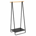 Yamazaki TOWER Garderobenständer mit Ablage, schwarz, Stahl/Holz, modernes Design, 52 x 47 x 140 cm