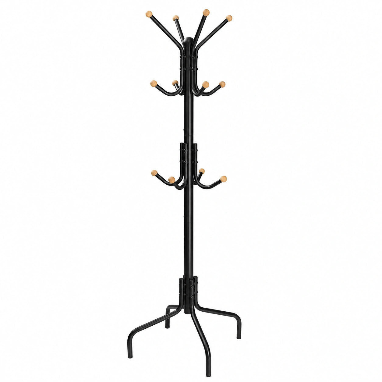 SONGMICS Metall-Garderobenständer mit 12 Haken, stabiler Jackenständer für Mäntel und Taschen, ideal für Flur und Schlafzimmer, schwarz