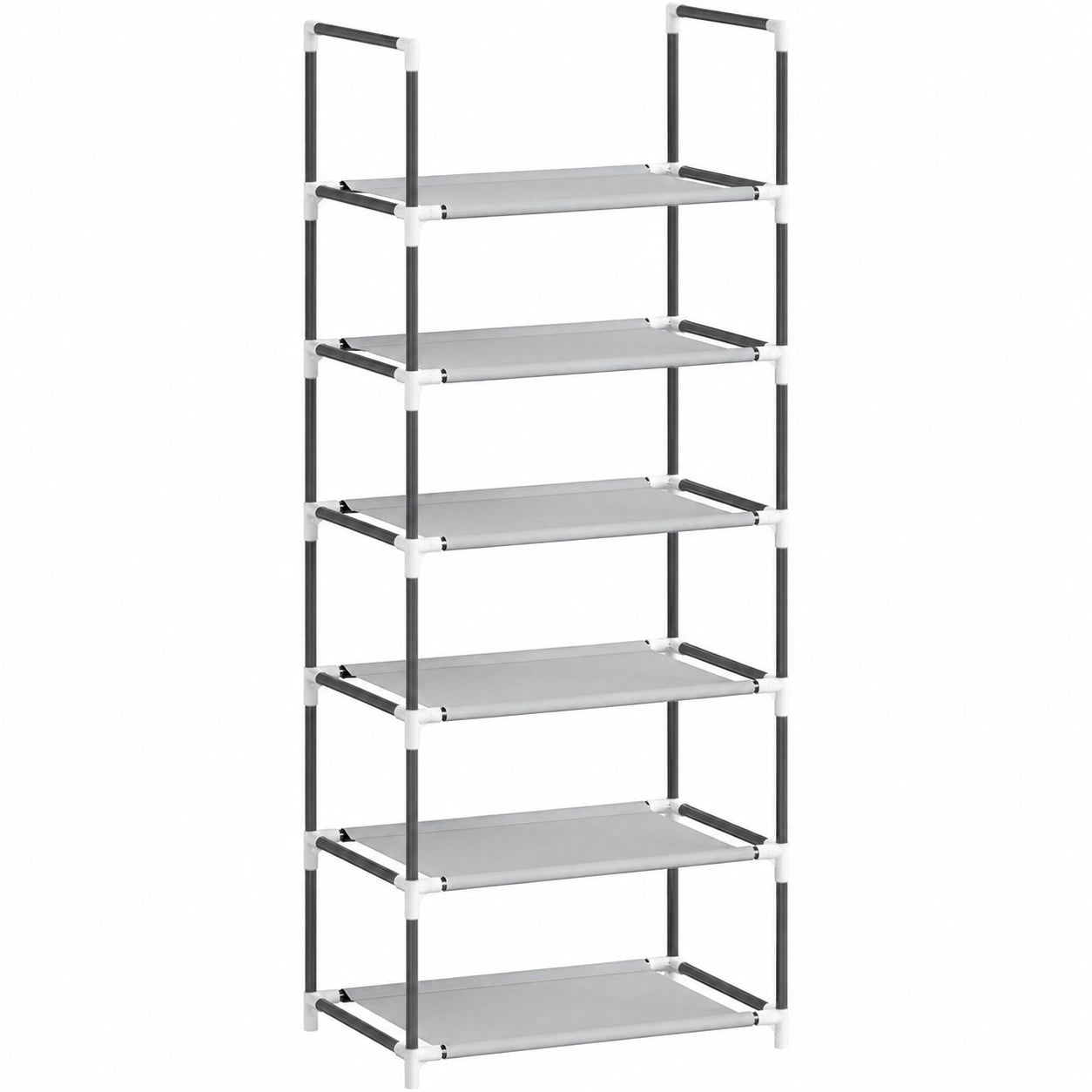 Modulares WOLTU Schuhregal, 8-stufiger Stoffschrank für 24 Paar Schuhe, Grau 60x29x140 cm