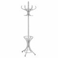 GOPLUS Holz-Garderobenständer mit Schirmhalter, 12 Haken, 184 cm, Farbwahl, Grau
