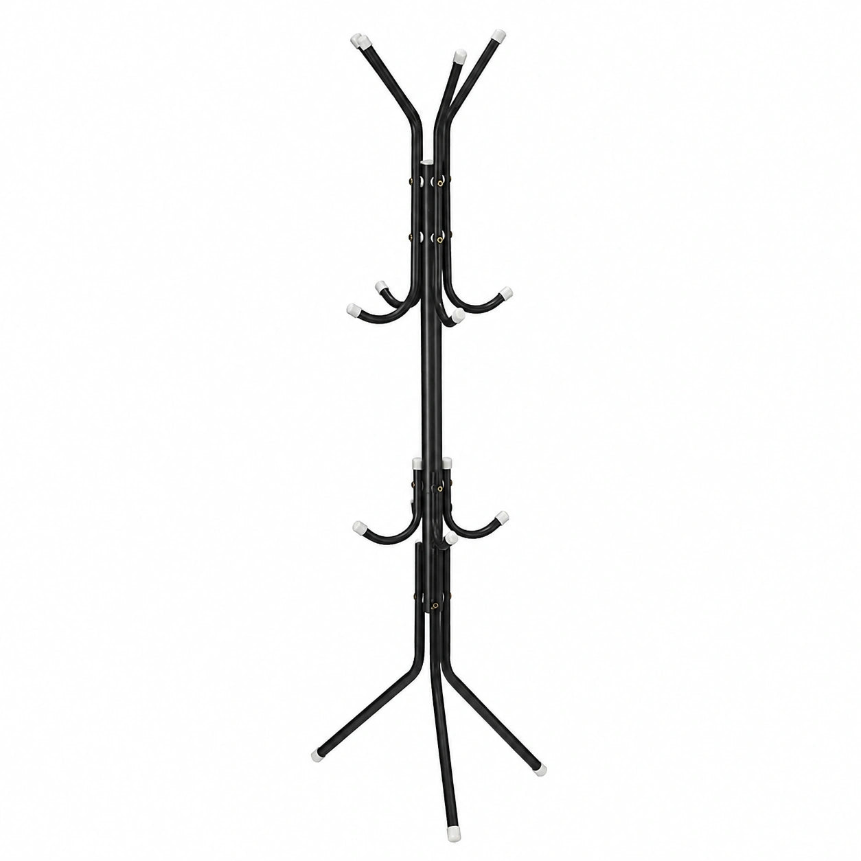Moderner Kleiderständer aus Metall mit 12 Haken, 175 cm Höhe, Baumform für Flur und Büro, Stabil und Matt Schwarz