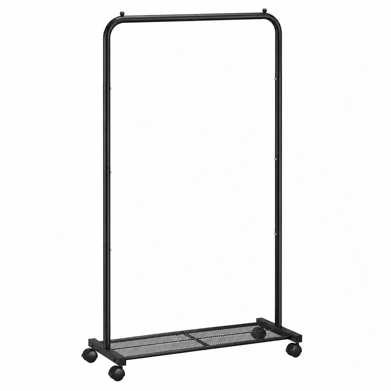 Stabiler SONGMICS Roll-Kleiderständer mit Ablage, 35 kg Tragkraft, arretierbare Rollen, Schwarz