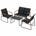 WOLTU 4-tlg. Gartenmöbel-Set: Tisch, Zweisitzer & 2 Sessel, ergonomisch, UV-beständig, ideal für Terrasse & Balkon, Schwarz