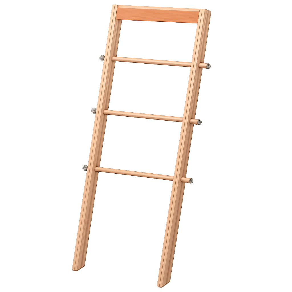 Massivholz Handtuchleiter, 4 Sprossen, Wandmontage, Natur, 42x4x142 cm