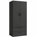 mokebo Schrank 'Der Kleidermeister', schwarz, 80x180x51 cm, mit 2 Schubladen und Regalböden, ideal für Flur, Schlafzimmer oder Ankleidezimmer