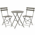 SVITA 3-teiliges Bistro-Set: Metallmöbel für Balkon - Klappbare Stühle und Tisch in Taupe