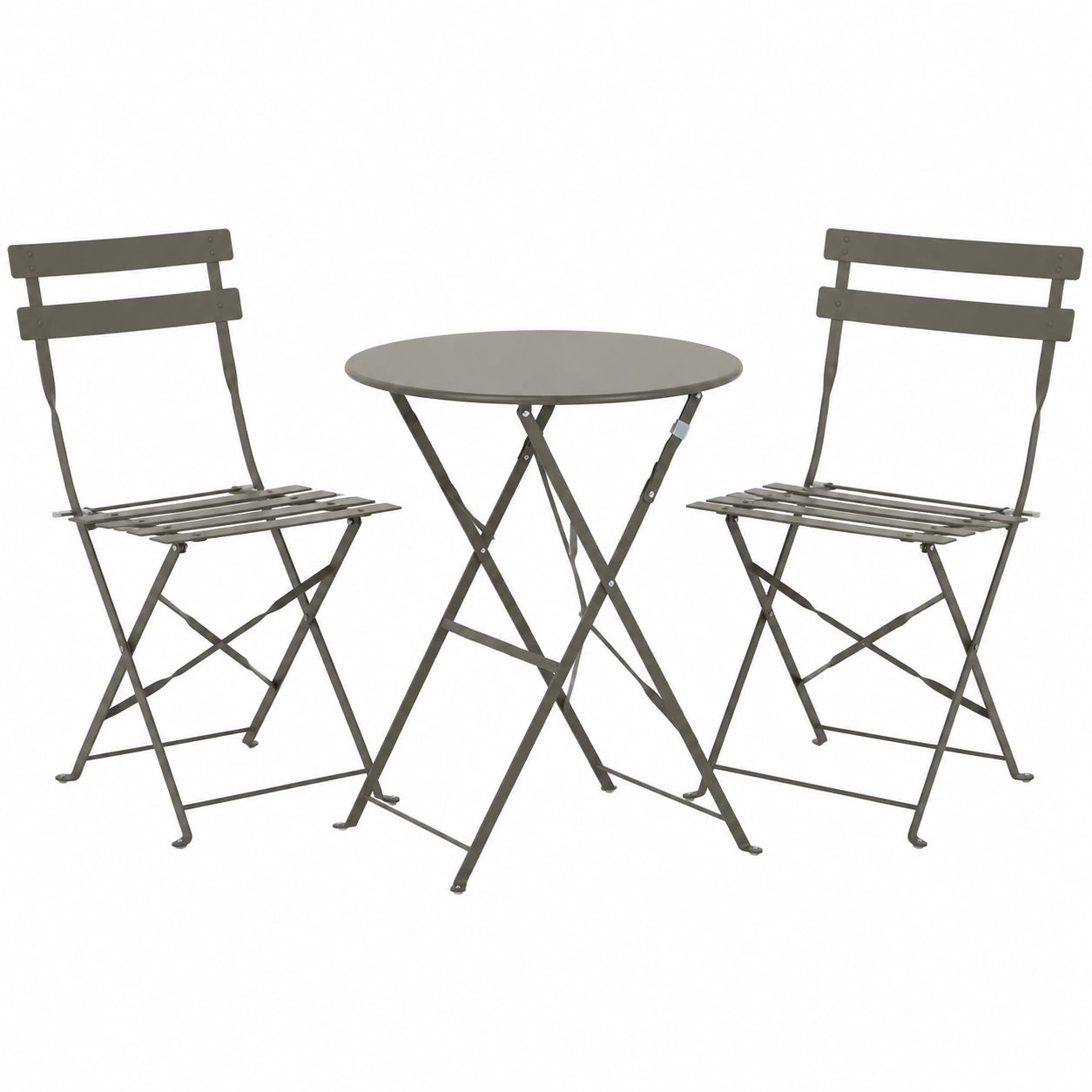 SVITA 3-teiliges Bistro-Set: Metallmöbel für Balkon - Klappbare Stühle und Tisch in Taupe