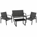 Mondeer 4-teiliges Balkonmöbel-Set mit Armlehnen, Terrassenmöbel aus Textilene, Schwarz