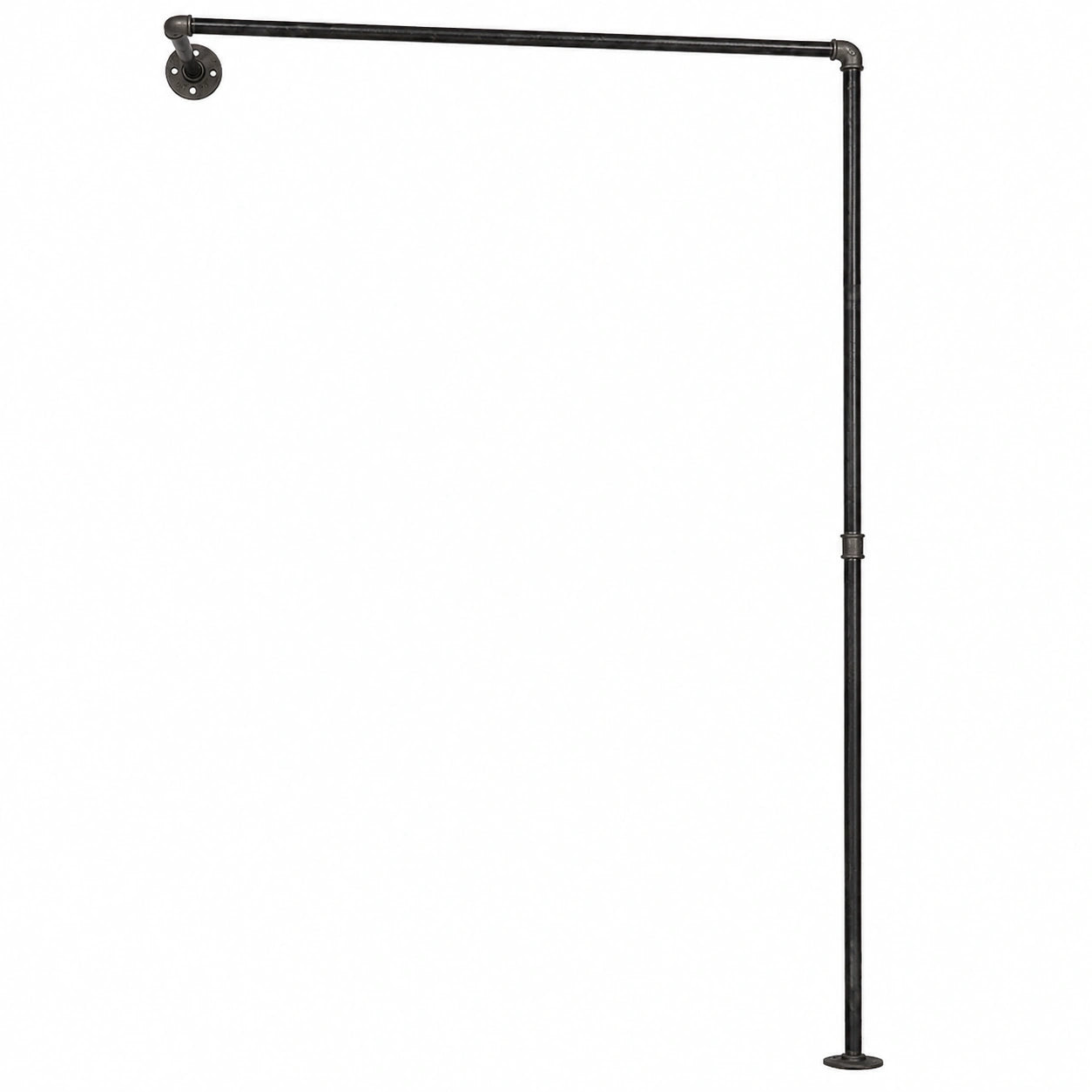 Industrielle Kleiderstange Wandgarderobe - L-Form, schwarz, Metall, verschiedene Größen