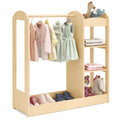 Kinder-Kleiderschrank aus Holz mit Spiegel und Regalböden, 93x38x100 cm, Natur
