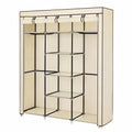 Stoffkleiderschrank mit 2 Kleiderstangen, faltbar, 175 x 150 x 45 cm, Beige