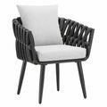 tectake® Gartenmöbel-Set Lugano, Seildesign, Aluminium, Tisch & 2 Stühle, Dicke Polster, Outdoor Lounge Set