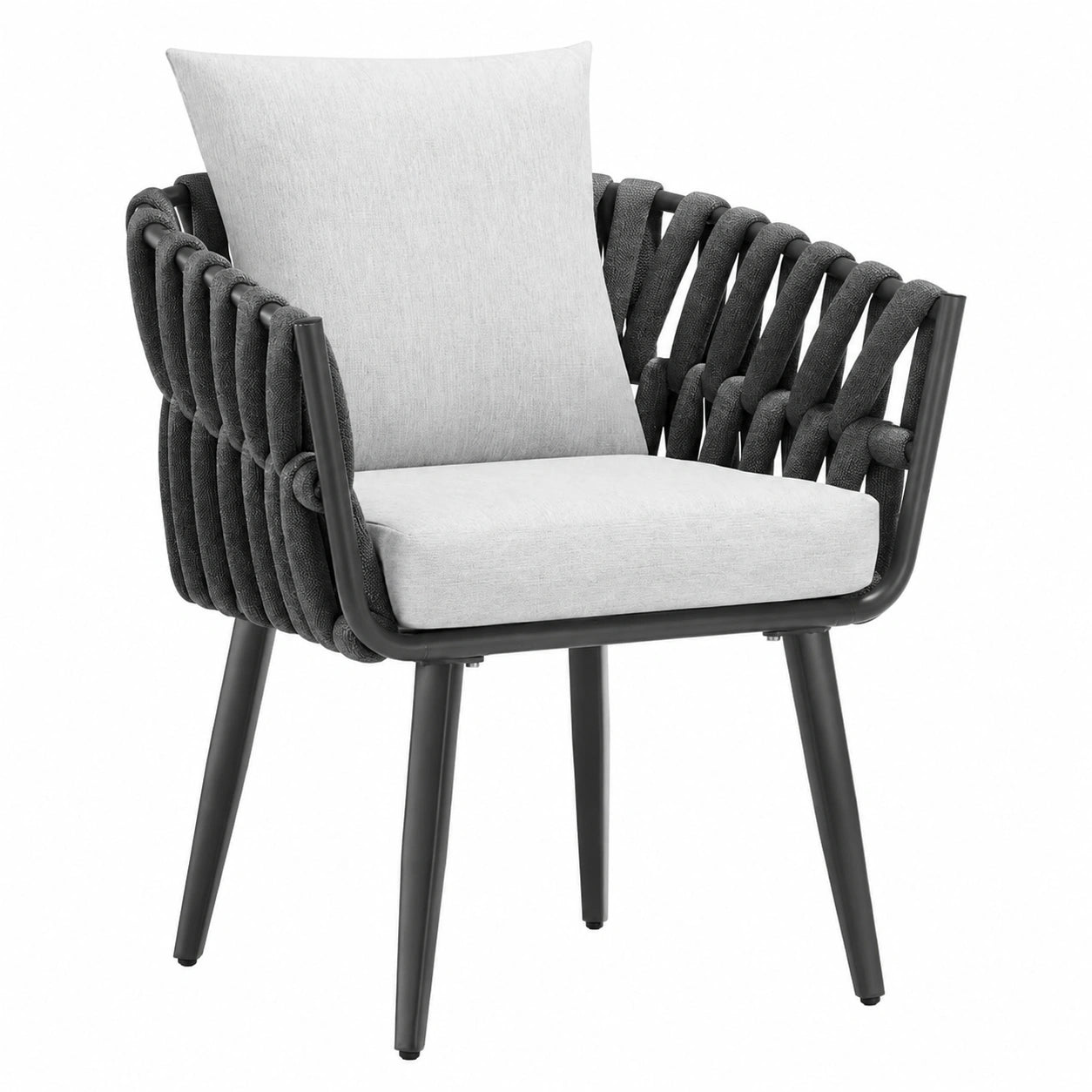 tectake® Gartenmöbel-Set Lugano, Seildesign, Aluminium, Tisch & 2 Stühle, Dicke Polster, Outdoor Lounge Set