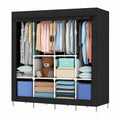 Moderner freistehender Stoff-Kleiderschrank aus Metall, 170 cm, platzsparend mit Oxford-Bezug, schwarz