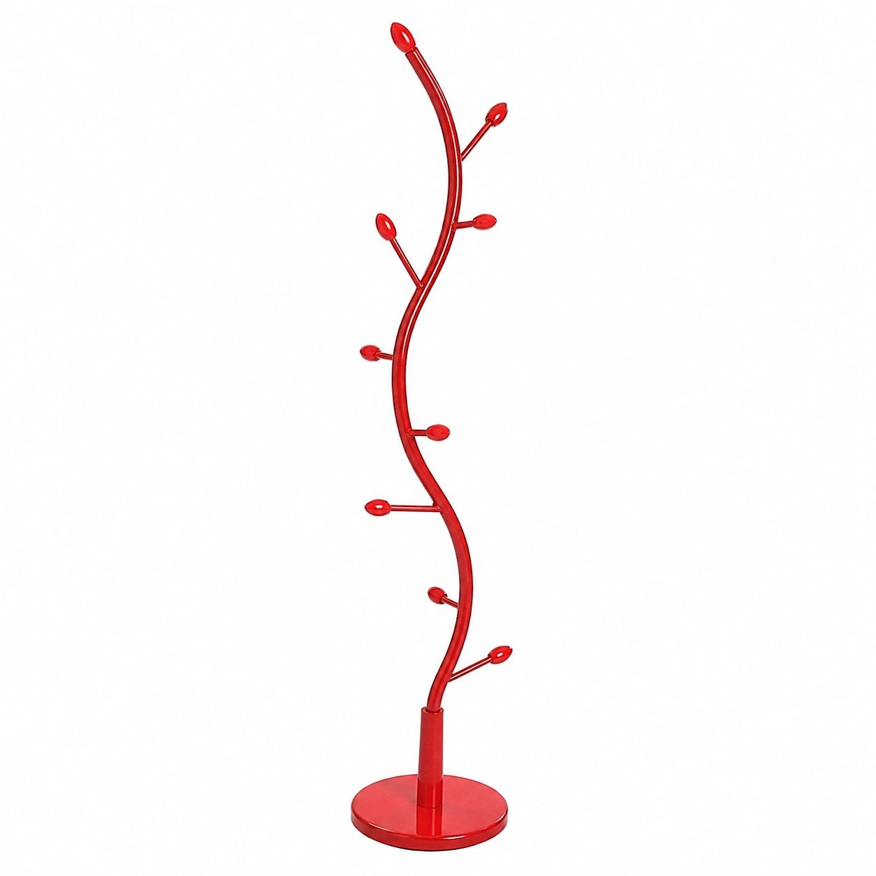 Moderner Kleiderständer mit 9 Haken, 185 cm, Rot, Metall