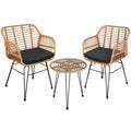 2-Personen Rattan Balkonset, wetterfestes Bistro-Set mit Tisch und Stühlen