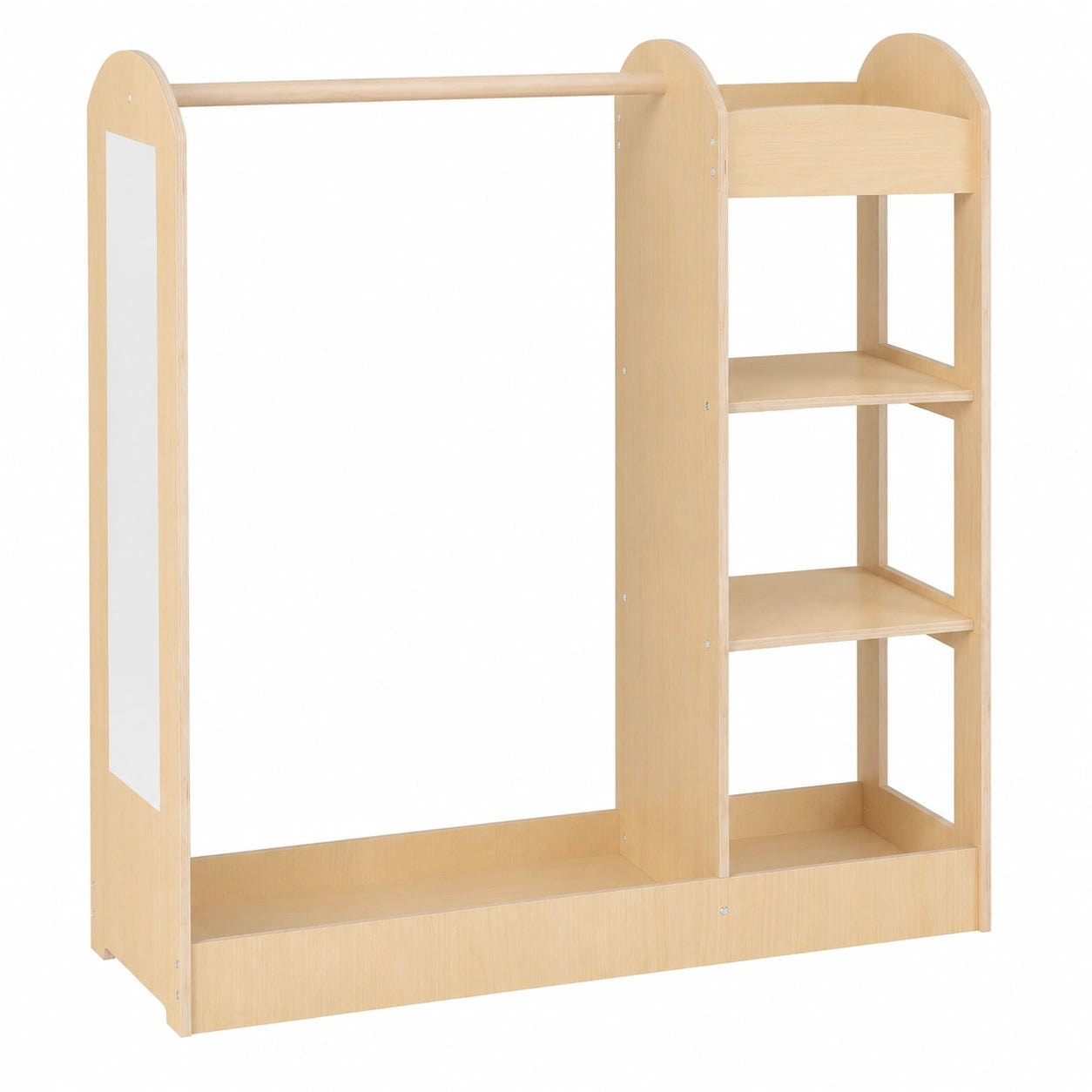 Kinder-Garderobenständer mit Spiegel und Ablagen, Prinzen- und Prinzessinnen-Design, Holz