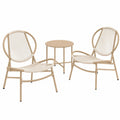 SONGMICS 3-teiliges Balkonset aus Polyrattan, inkl. Tisch und 2 Stühlen, ideal für Terrasse und Garten, Kamelbraun