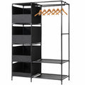 Offene Garderobe mit Kleiderstange und Regal, Metallrahmen, Schwarz 105x45x170 cm