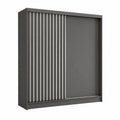 Moderner Kleiderschrank Erika mit Lamellentüren, 200 cm, Grau/Weiß, ohne Spiegel