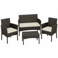 Yaheetech Polyrattan Gartenmöbel Set, 4-teilig, mit Sofa, Stühlen und Tisch, Braun Beige