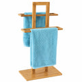 Bambus Handtuchständer mit 2 Stangen, freistehend, Holzoptik, 85x37x25 cm