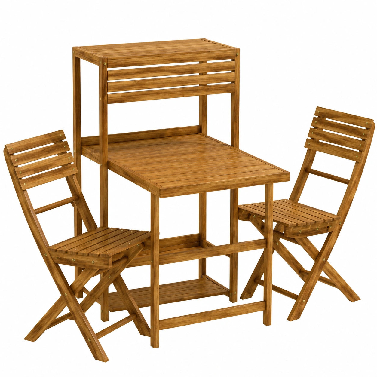 Hochwertiges 2-Personen Balkonmöbel-Set, wetterfest und klappbar, FSC-zertifiziertes Holz, belastbar bis 160kg, ideal für Balkon und Terrasse
