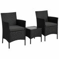Hochwertiges Balkonmöbelset aus Polyrattan für Garten und Terrasse, 3-teilig, inkl. Sitzkissen