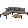Modernes Gartenmöbel-Set mit Akazienholz und Stoffbezug, Grau